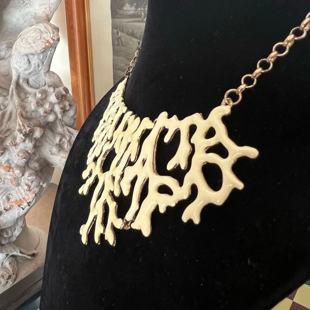 Enamel Coral Bib Necklace